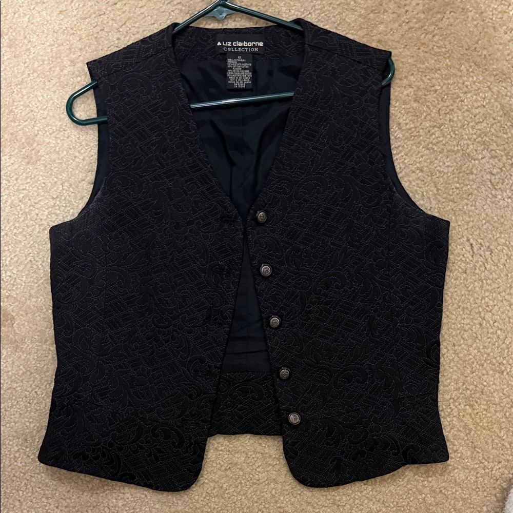 Liz Claiborne Black Textured Vest